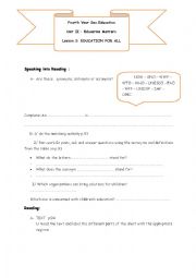 English Worksheet: education for all