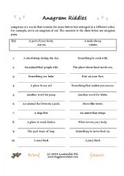 English Worksheet: AnagramRiders