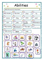 English Worksheet: Abilities