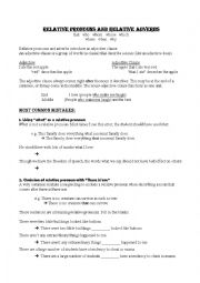English Worksheet: Relative Pronouns: Common Errors
