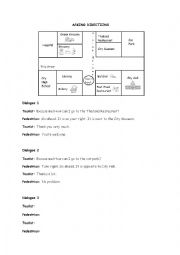 English Worksheet: Asking direction dialogues