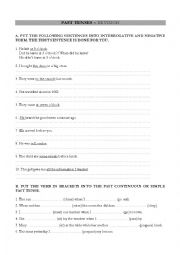 English Worksheet: past tenses