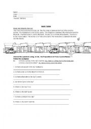 English Worksheet: Places in the City, Preposition of Place, There to be