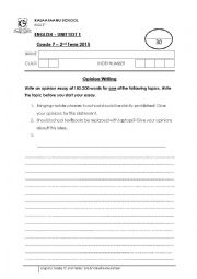 English Worksheet: opinion writing exercise