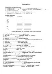 English Worksheet: Comparatives and superlatives