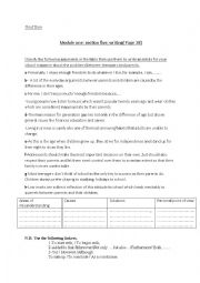 English Worksheet: Module one /section 5/ writing