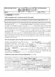 English Worksheet: 2eme test 1 tunisian students