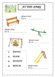 English Worksheet: At the park