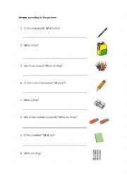 English Worksheet: Answer using the demonstrative pronouns