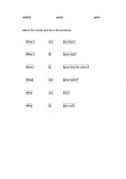 English Worksheet: WHERE  WHAT  WHO