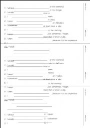 English Worksheet: Gap fill - adverbs of frequency