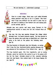 English Worksheet: Miranda Reading Comprehension