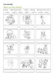 English Worksheet: What are they doing