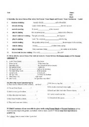 English Worksheet: Test- Present Simple and Present Continuous