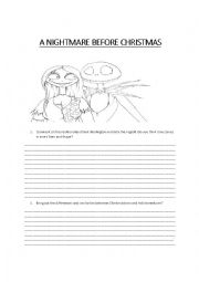 English Worksheet: Nightmare Before Christmas movie worksheet
