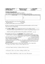 English Worksheet: Pocket Money ( 9th form Tunisian students )