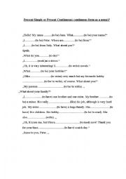 English Worksheet: Present Simple or Present Continuous