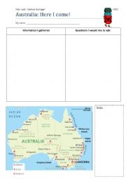 Australia: Role card for role play project - foreign teenager