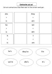 English Worksheet: contraction