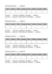 Comparatives & superlatives (Find someone who)