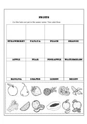 English Worksheet: FRUITS