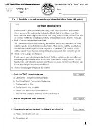English Worksheet: Grade 9, 3 points TEST #1