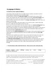 English Worksheet:       3year    mid-term test n1 