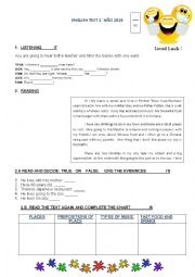 English Worksheet: english test 1st grade