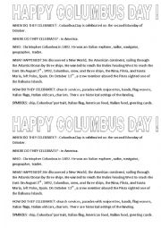English Worksheet: Happy Columbus Day