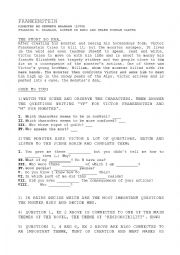 English Worksheet: Frankenstein movie worksheet