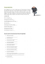 English Worksheet: Despicable Me. Reading and writing