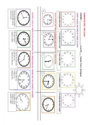 English Worksheet: THE CLOCK: TELLING THE TIME 