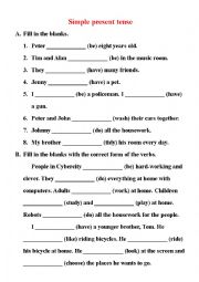 English Worksheet: Simple present tense 