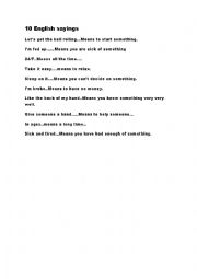 English Worksheet: English sayings