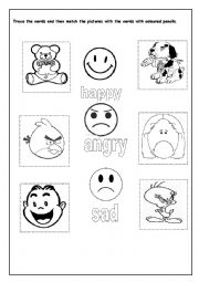 Emotions Fun Activity! Trace and Match