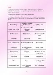 English Worksheet: Game. Films !! ( you can use it as hangman or tabu game)