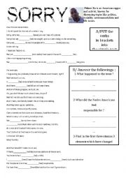 English Worksheet: Prince Eas sorry