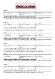 English Worksheet: pronunciation 