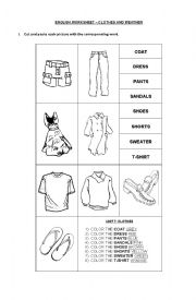 English Worksheet: Clothes and Weather 