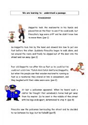 English Worksheet: Pinocchio Reading Comprehension