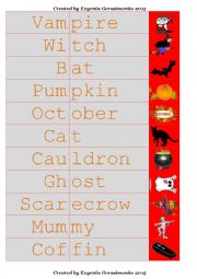 Halloween matching cards (pictures + words)