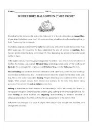 English Worksheet: History of Halloween