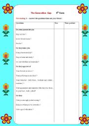 English Worksheet: The Generation Gap