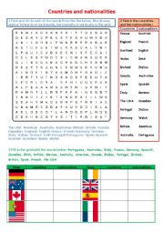 English Worksheet: Countries and nationalities