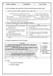 English Worksheet: air and land pollution