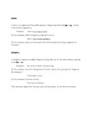 English Worksheet: Similes and Metaphors Cut and Paste Assessment