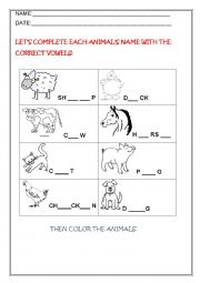 English Worksheet: ANIMALS NAME