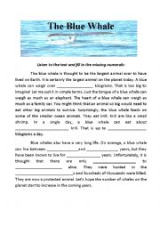 English Worksheet: Blue Whale Listening Worksheet