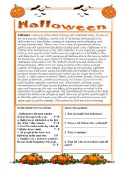 English Worksheet: Halloween short history