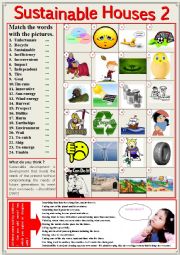 English Worksheet: Sustainable houses 2 Vocabulary + questions + KEY 